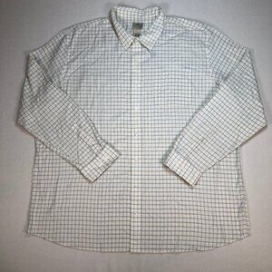 L.L Bean Shirt Men's 3XLT‎ Off-White Windowpane Plaid Flannel Wrinkle Free Tall